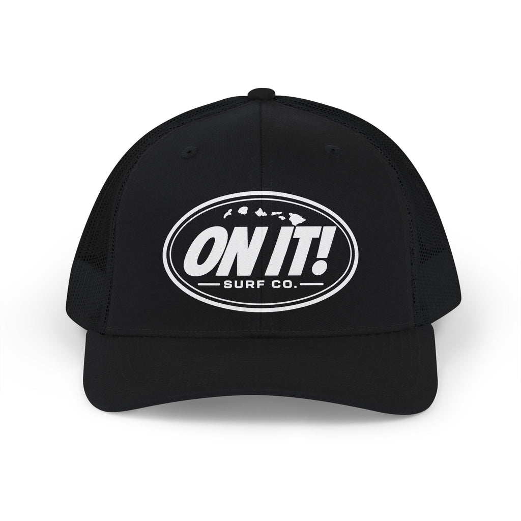 On It! White Oval logo- Snapback Trucker Cap